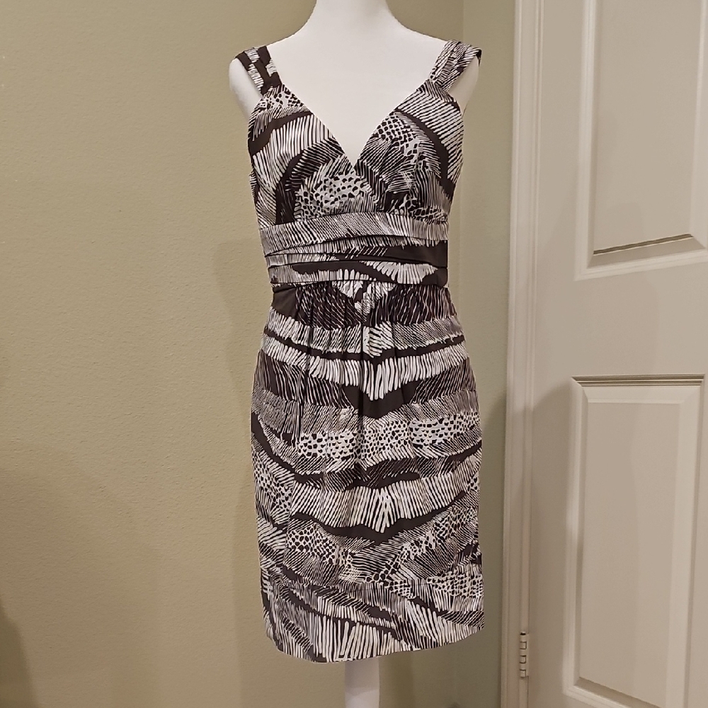 BCBGMaxAzria Monochrome Striped Midi Dress